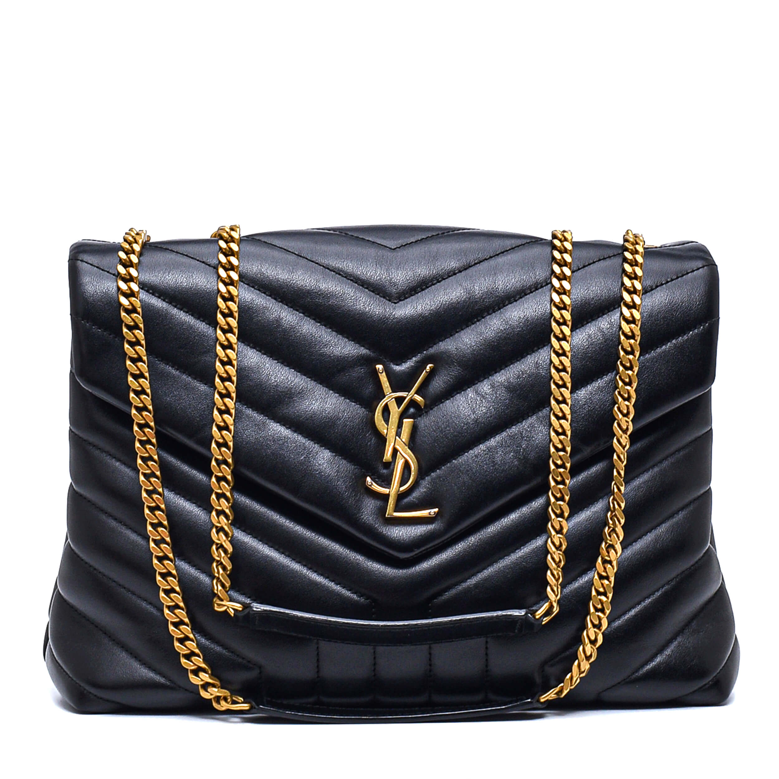 Yves Saint Laurent- Black Leather Medium Loulou Bag